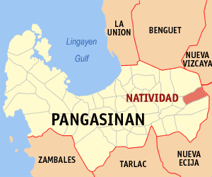 Mapa han Pangasinan nga nagpapakita kon hain nahamutang an Natividad