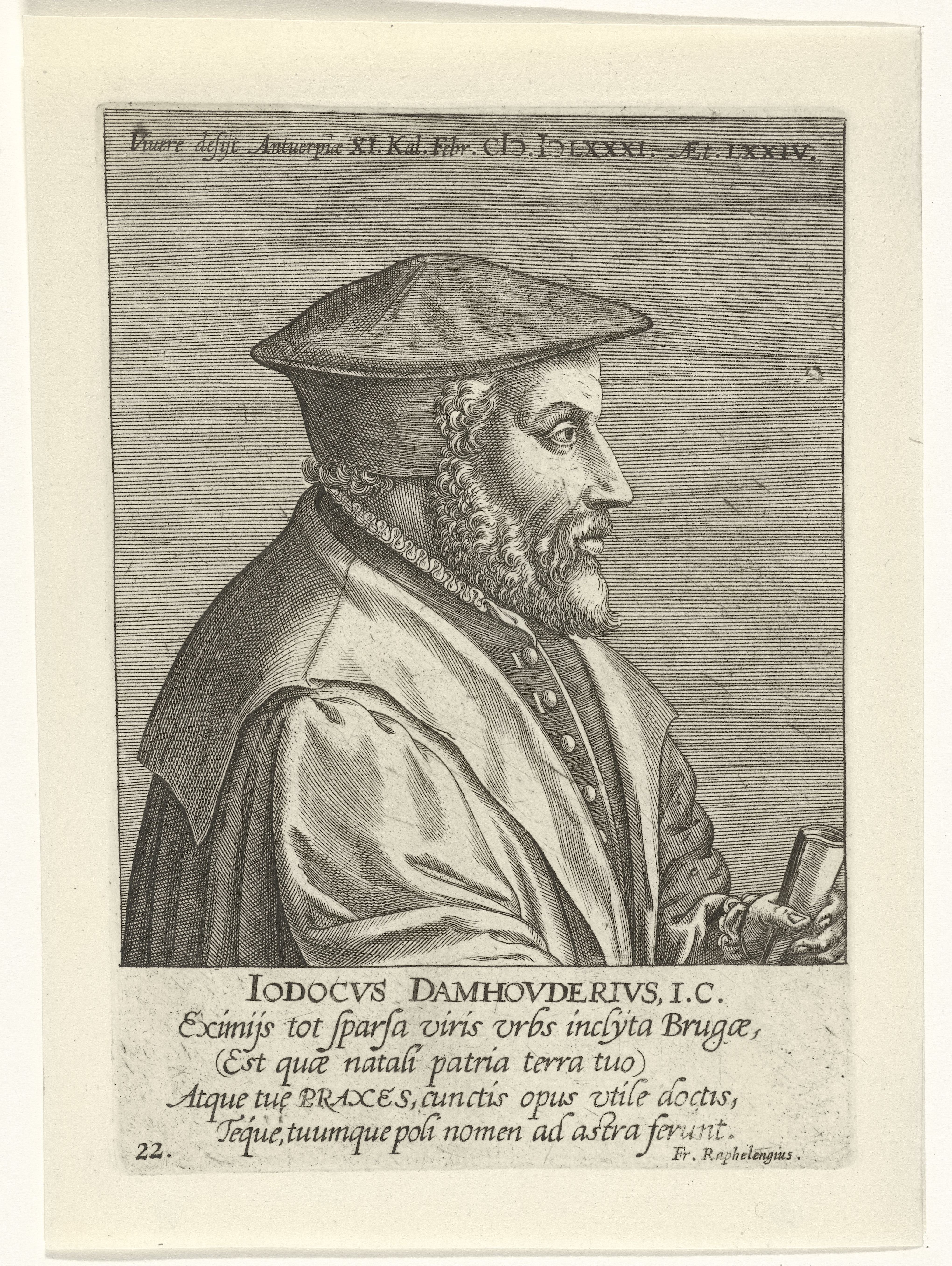 Portrait of Joos de Damhouder engraved by [[Philip Galle