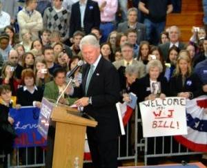 Former president Bill Clinton at a "Solutions for America" rally at the Henry Memorial Center at Washington & Jefferson College on March 11, 2008[7]