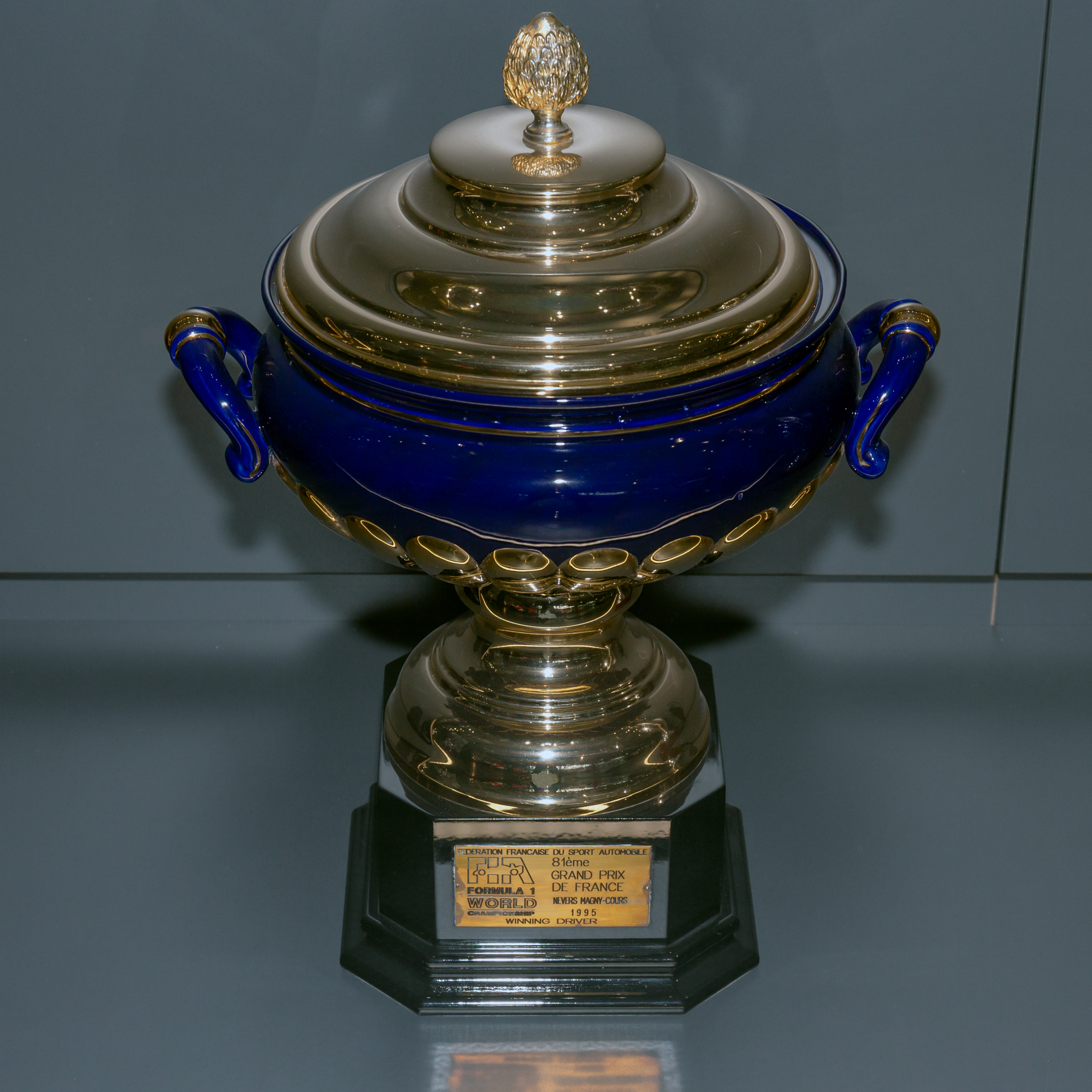 File:French GP 1995 winner's trophy 2019 Michael Schumacher