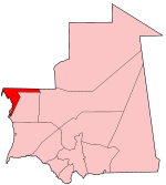 Harta regiunii Dakhlet Nouadhibou în cadrul Mauritaniei
