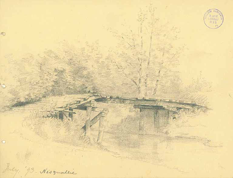 File:Pencil sketch of rustic bridge over the Nisqually River, July 1893 (WASTATE 2113).jpeg