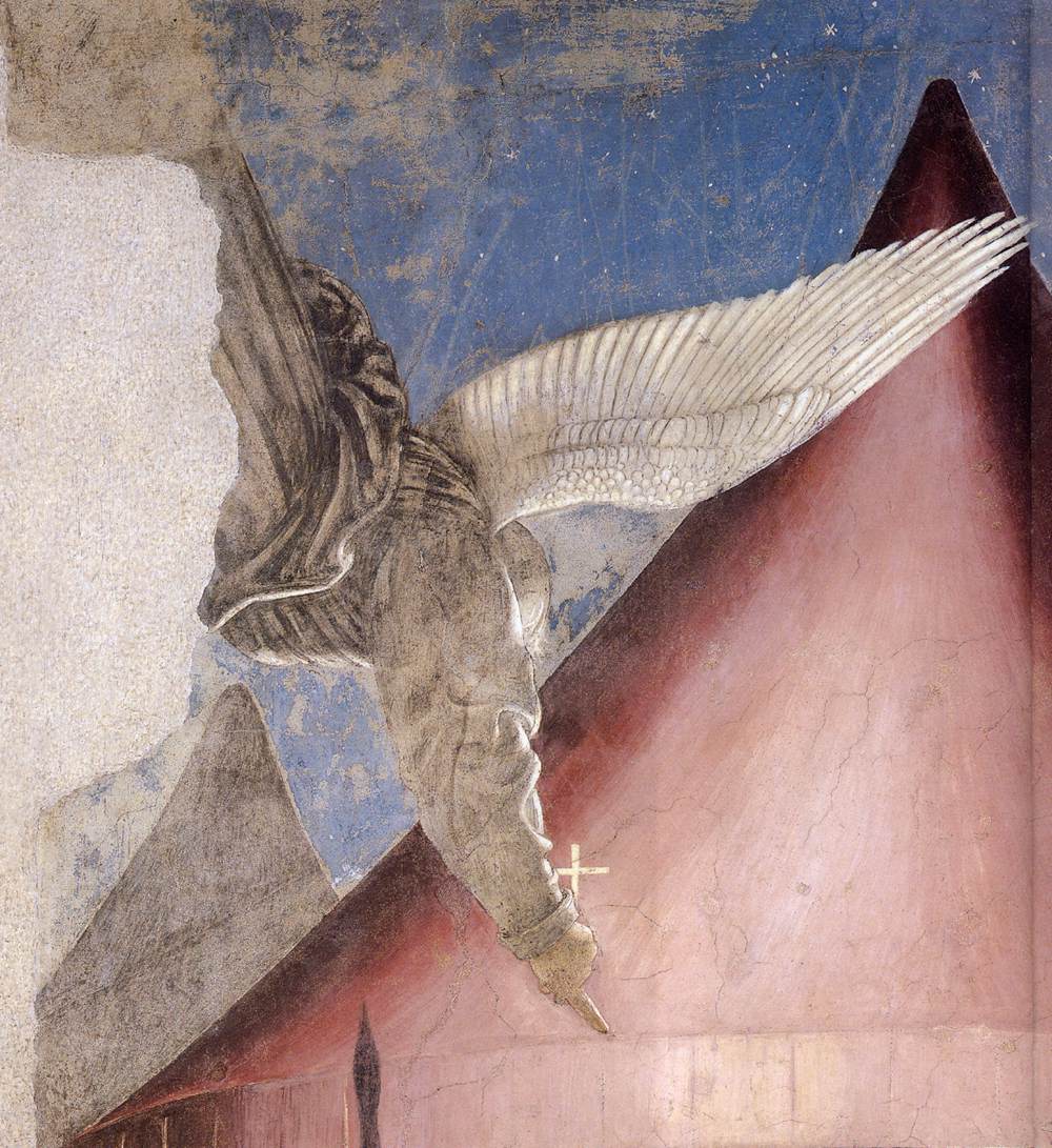 Piero della Francesca, Sogno di Costantino, particolare dell'angelo, Basilica di San Francesco, Arezzo