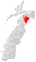 Kart over Divtasvuona suohkan Tysfjord kommune Tidligere norsk kommune