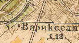 Деревня Вариксолово на карте 1885 года