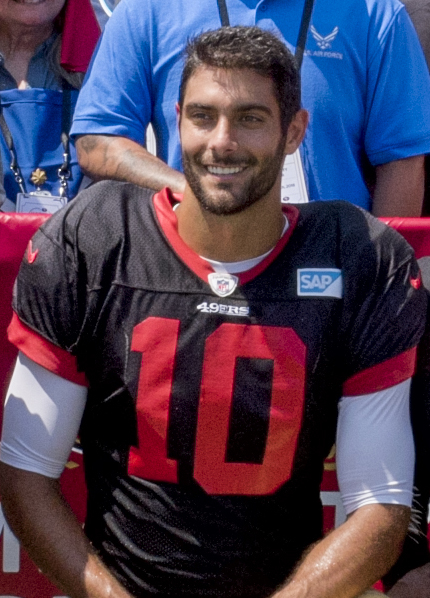 Garoppolo at training camp with the 49ers, 2018