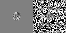 Figure 1: An example of the Chubb illusion. The center areas of two rectangular fields are identical, but appear different because the background fields are different. Chubbillusion.gif