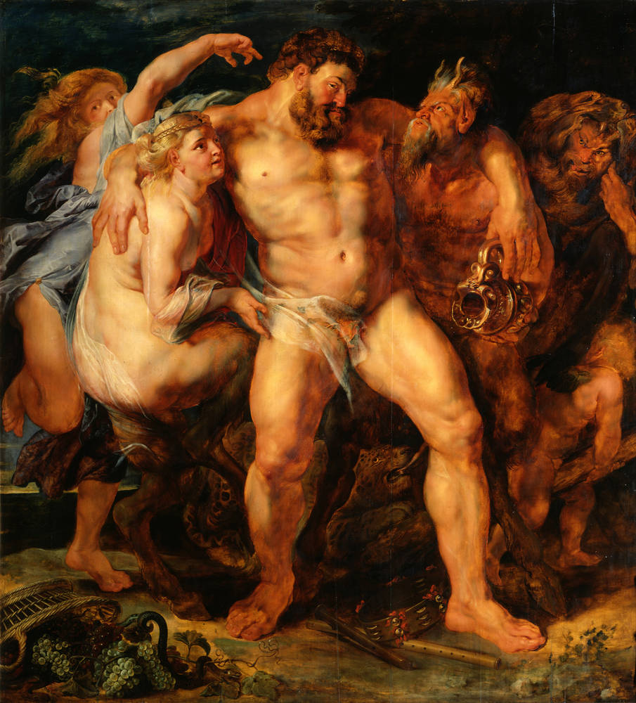 male beauty in art: Peter Paul Rubens, The Drunken Hercules, c. 1611