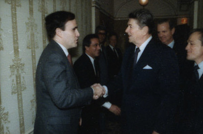 Giuliani greeting President Ronald Reagan in 1984