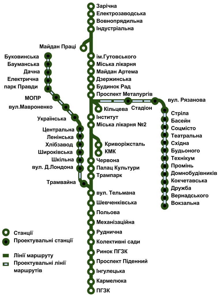 Карта трамвая кривой рог