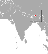 Rozšíření makaka munzaly (červeně)