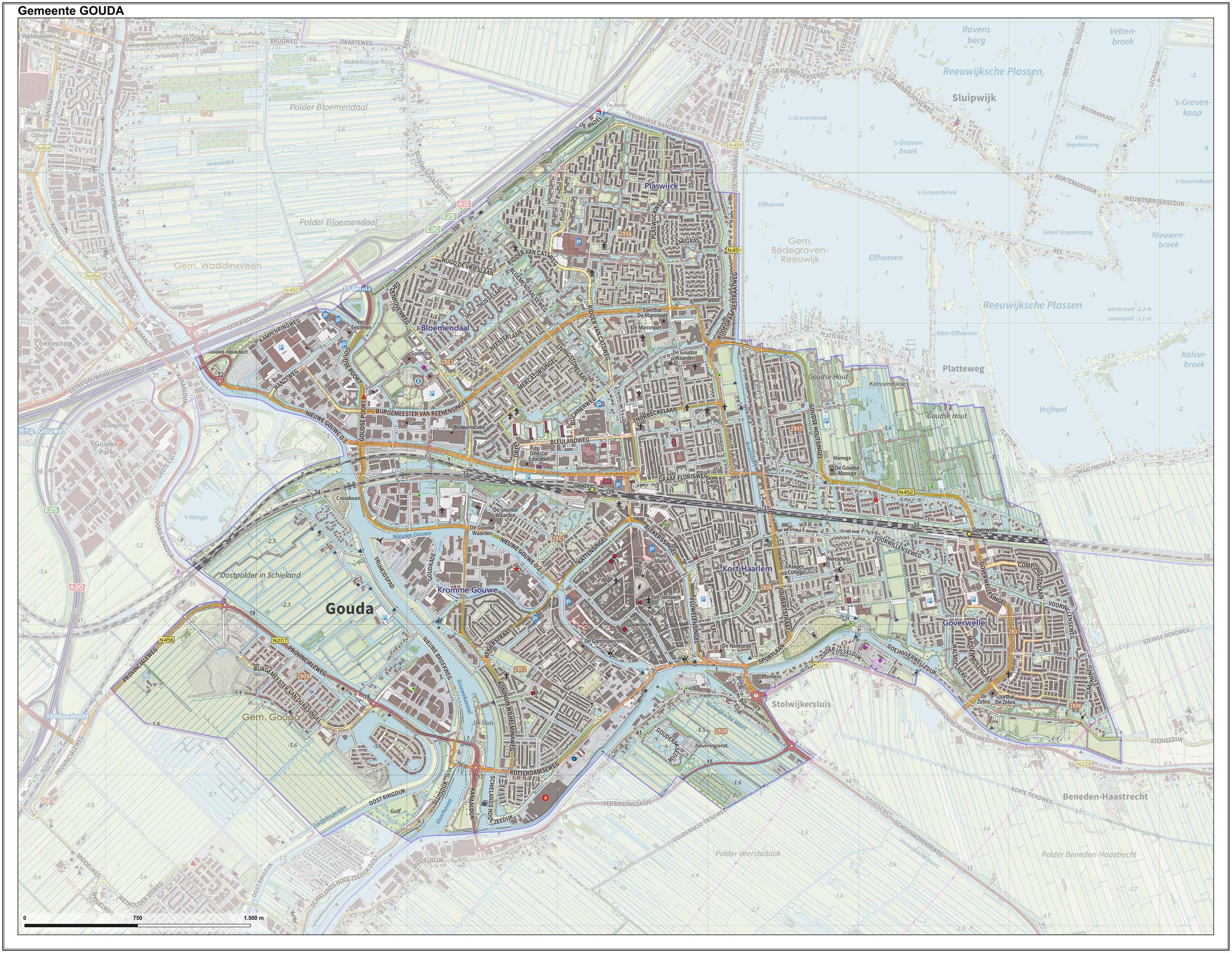 Topographic map of Gouda.