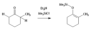 2-metileciklohexanon termodinamikus deprotonálása enolátcsapdával.