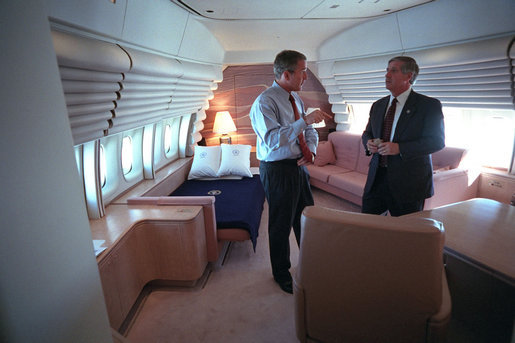 File:President George W. Bush confers with White House Chief of Staff Andrew Card aboard Air Force.jpg