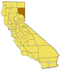 Map of California highlighting Lassen County