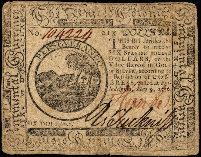 File:Continental Currency $6 banknote obverse (May 9, 1776).jpg