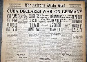 The Arizona Daily Star - Cuba declares war on Germany on Friday 7 April 1917. Cuba declares war on Germany.jpg