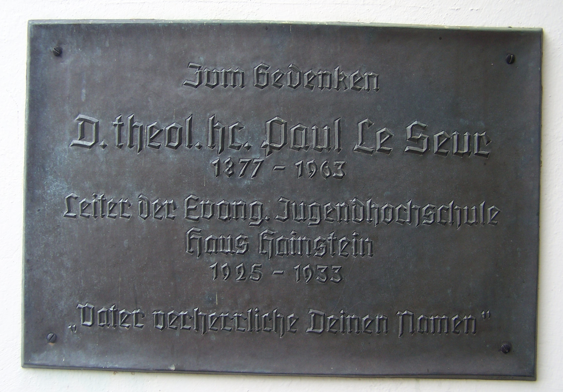Gedenktafel am Haus Hainstein in Eisenach