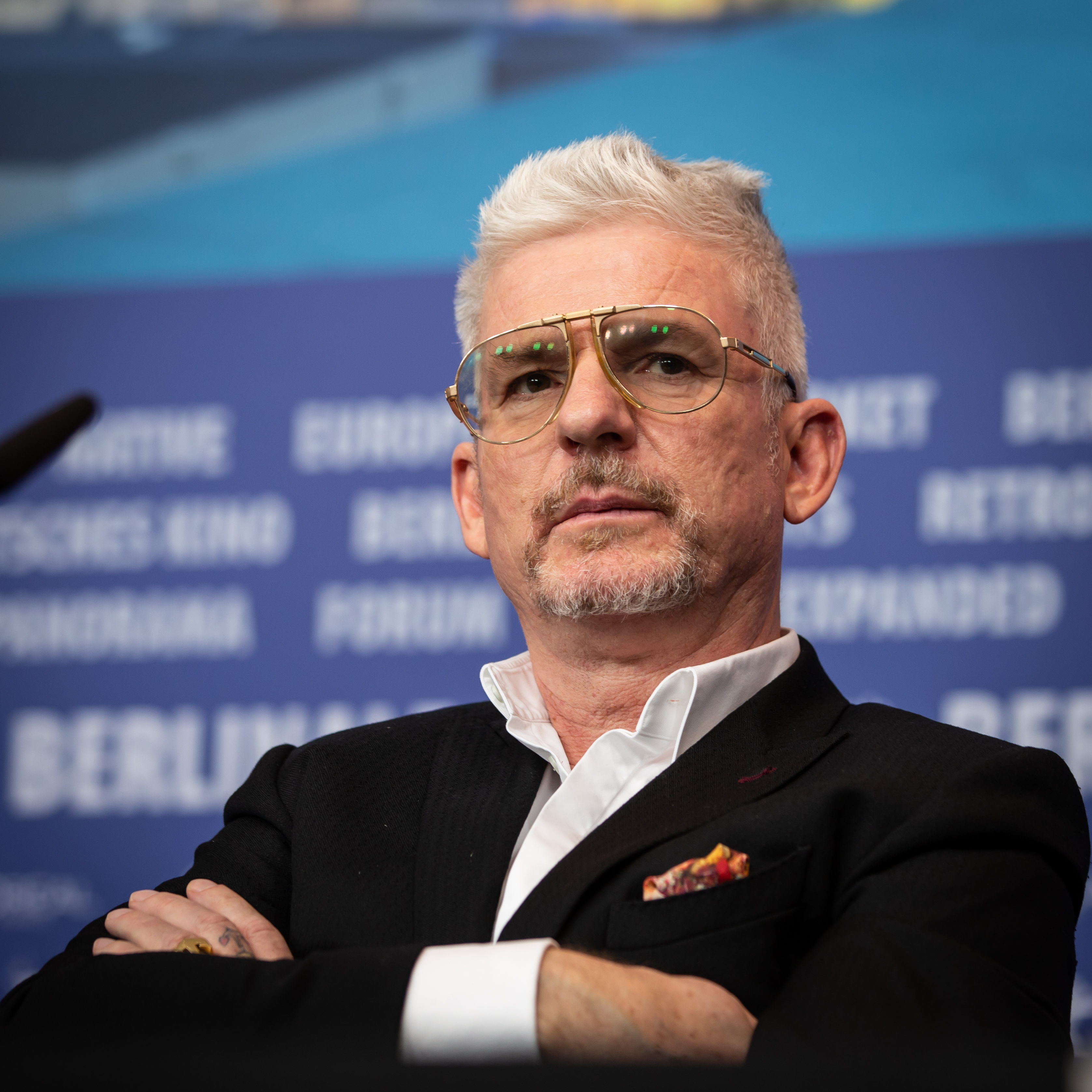 Heinz Strunk auf der Berlinale 2019, bei der Presse&shy;konferenz für den Film ''Der Goldene Handschuh''