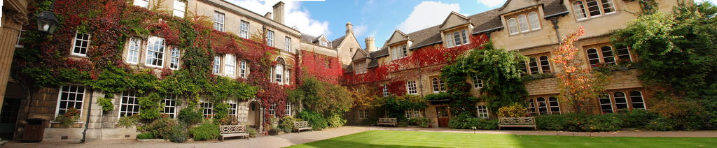 The Old Building Quadrangle of Hertford College incorporates the lodge, library, chapel, hall, bursary and other administrative buildings. It is the only Hertford quadrangle to have a lawn in the centre, in the traditional college style.