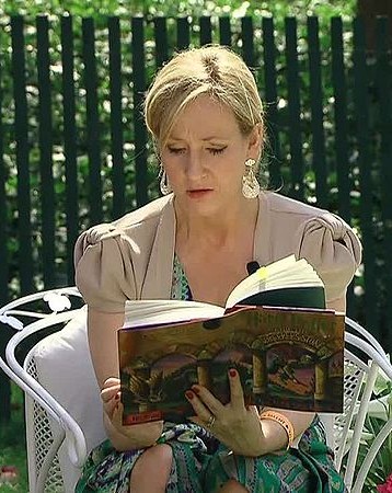 Author J. K. Rowling reads from Harry Potter and the Sorcerer's Stone at the Easter Egg Roll at White House. Screenshot taken from official White House video.