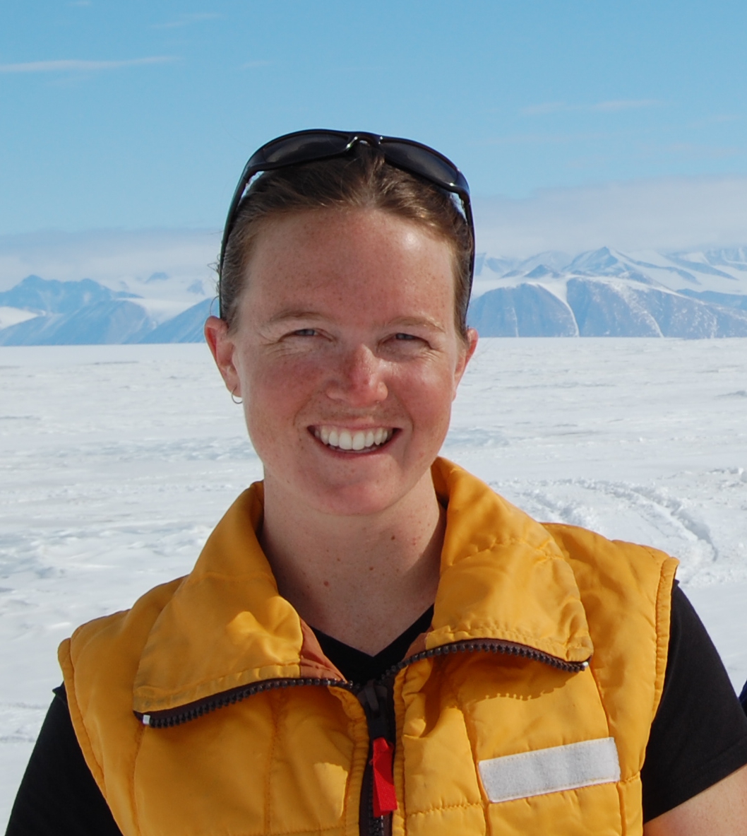 Natalie Robinson on the sea ice of McMurdo Sound.