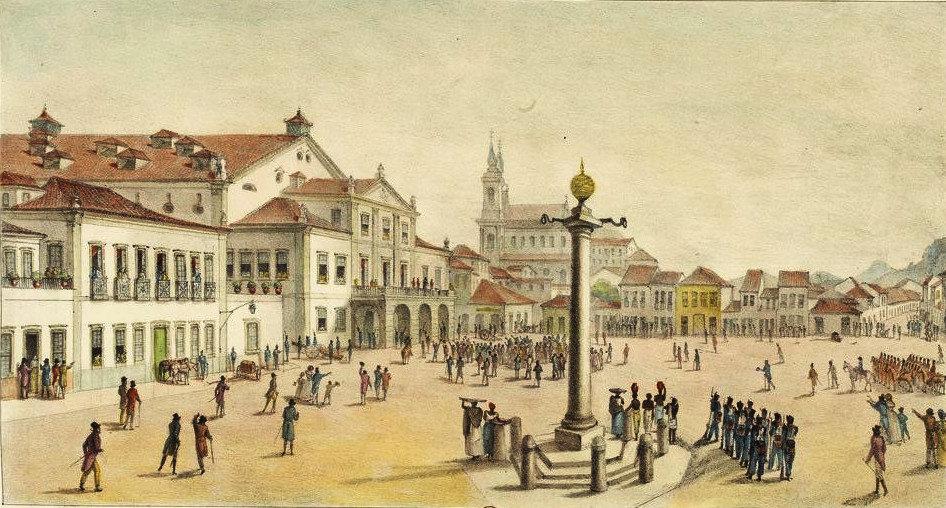 Vista do Teatro Real de São João, atual João Caetano. Pintura de [[Jean Baptiste Debret