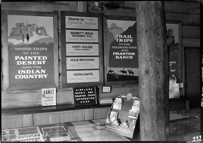 File:00272 Grand Canyon Historic Bright Angel Lodge lobby signs c.1937 (5897847968).jpg