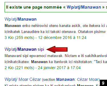 9. Dans cet exemple, nous voulons illustrer Manawan sipi.