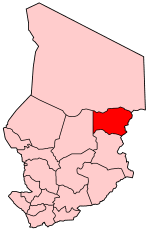Peta Region Wadi Fira di Chad