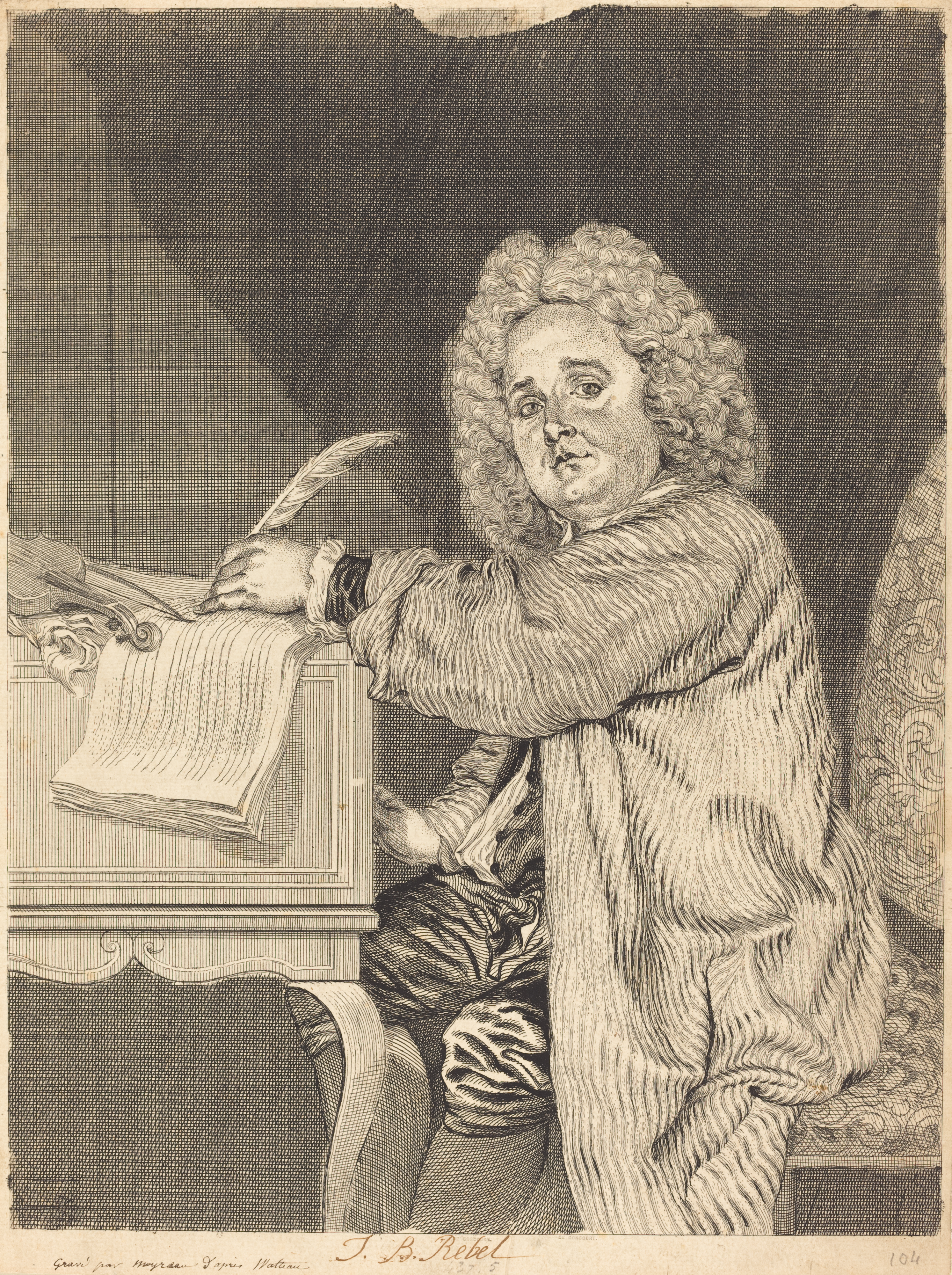 Jean-Féry Rebel, ca. 1710?, drawing by [[Antoine Watteau