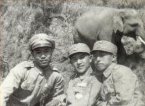 Lin Wang and his army comrades in Kaohsiung, Taiwan