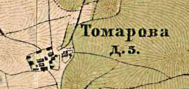 Деревня Томарово на карте 1885 года