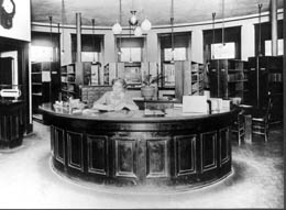 Reference desk Public service counter in a library
