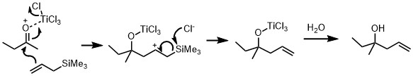 Figure 1: Hosomi-Sakurai reaction showing allylation of a ketone Hosomi reaction.jpeg