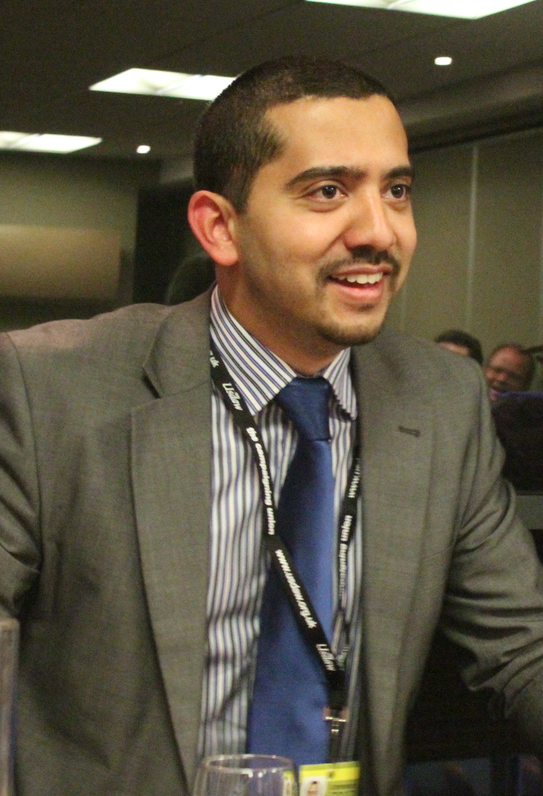 Hasan at a [[Labour Party conference]] in 2012