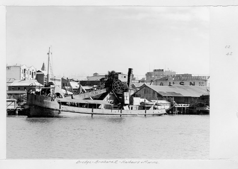 File:Queensland State Archives 4100 Dredges Brisbane River c 1949.png