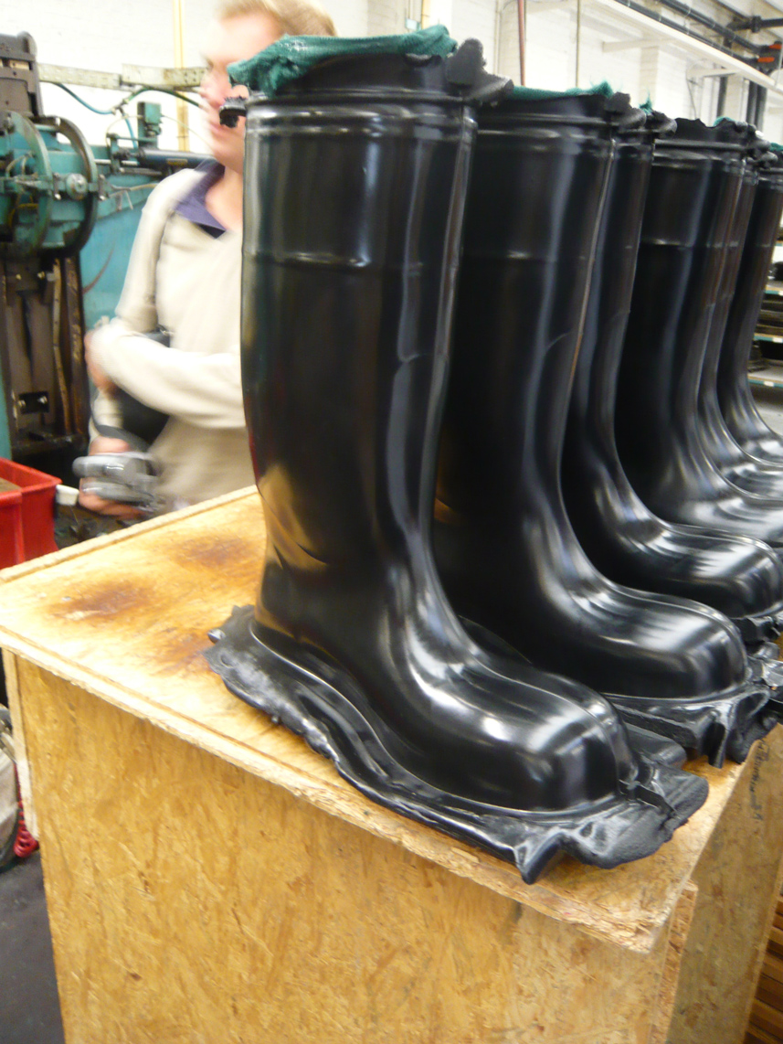 Rubber boots in production