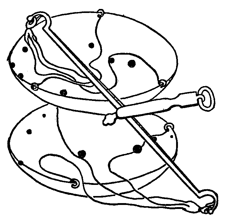 The constellation Libra pictured as a set of scales with the major stars denoted