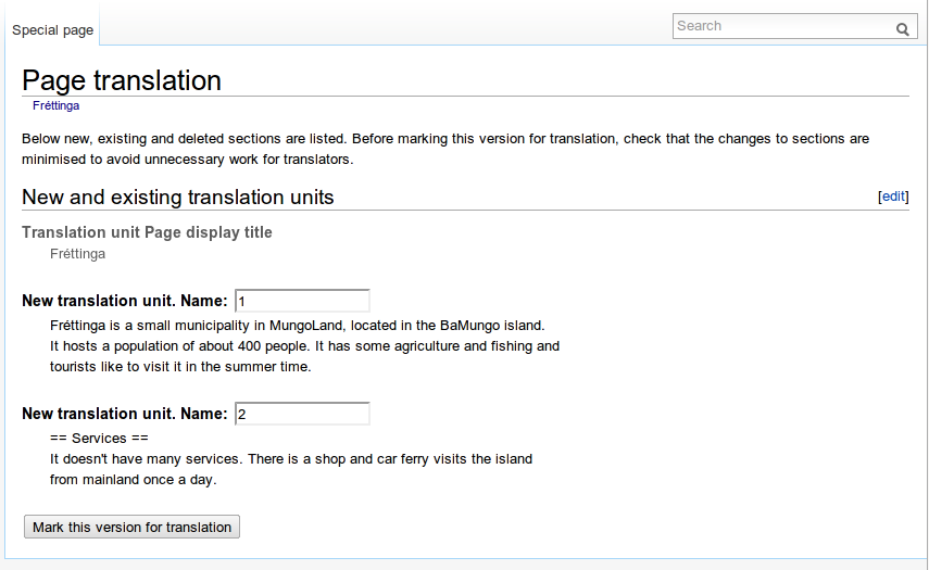 Translation unit. Comm перевод. Page перевод. Mark Translate. About Page example.