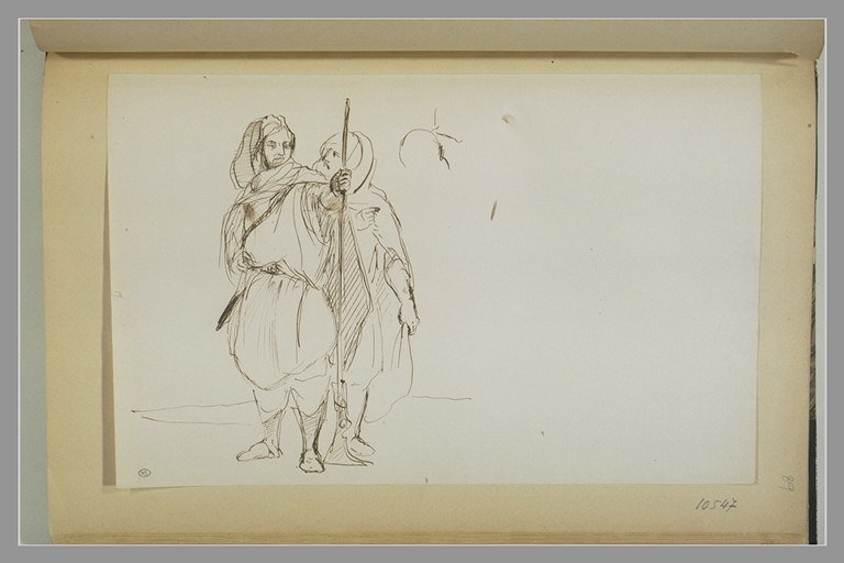 File:Delacroix - Deux figures d'hommes orientaux debout dont l'un tient un fusil, RF 10547, Recto.jpg