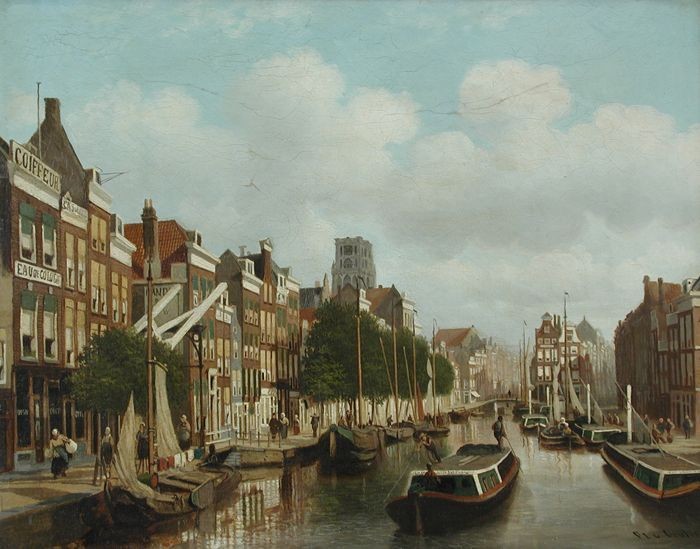 File:Franciscus Lodewijk van Gulik (Maastricht 1841 - Rotterdam 1899) - Gezicht op de Delftsevaart, in de verte de toren van de Laurenskerk - 11087 - Museum Rotterdam.jpg