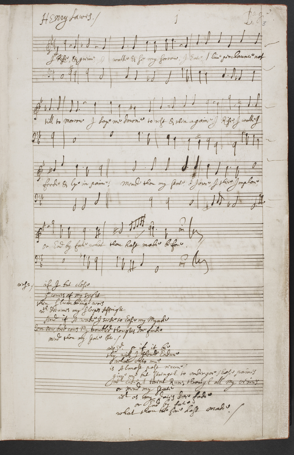 Manuscript of "I Rise and Grieve", in Lawes's handThis page presumably via book by Willetts