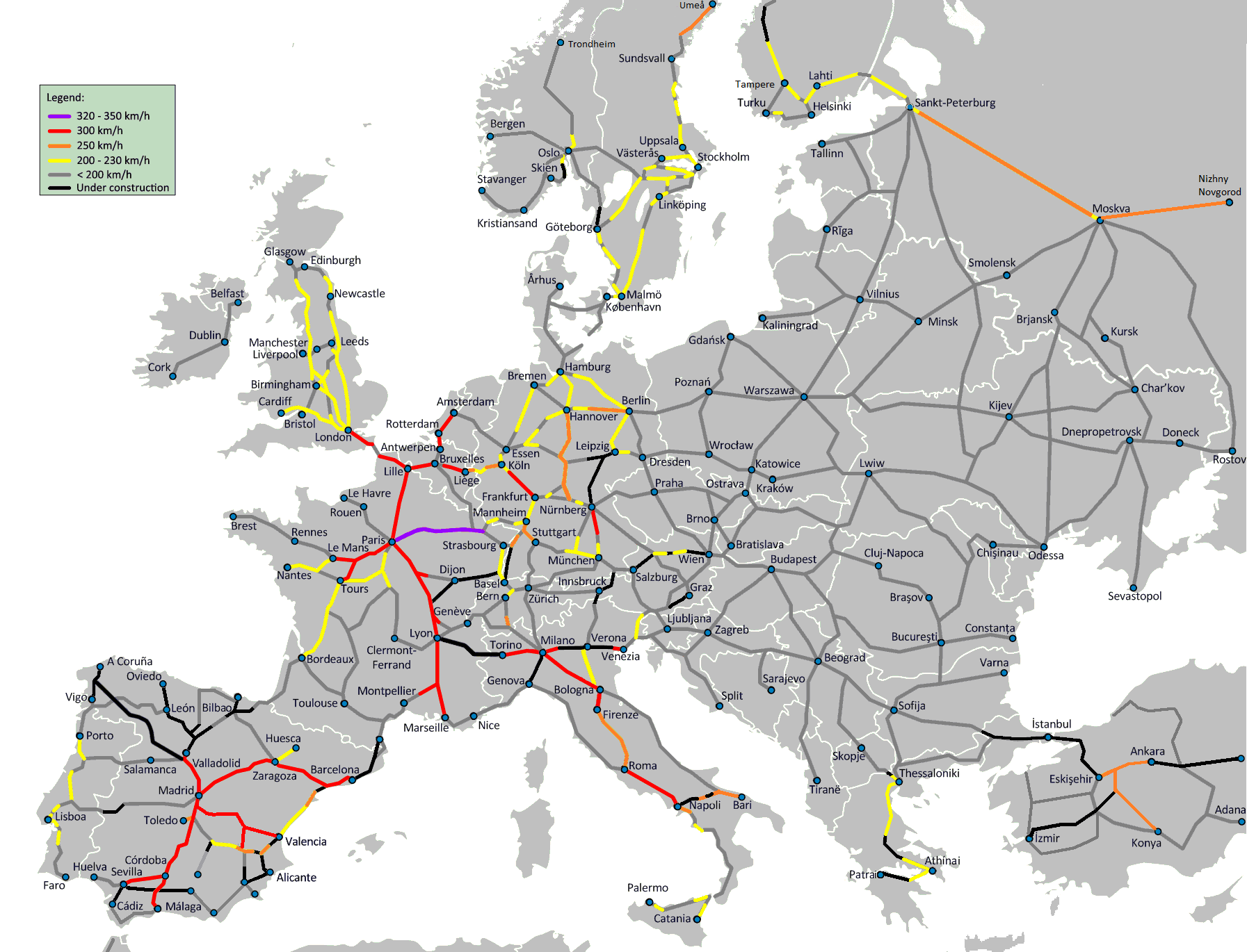 Europe Train Map