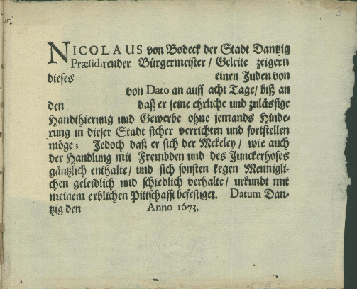 File:Nicolaus von Bodeck Geleitbrief Juden Danzig 1673.png