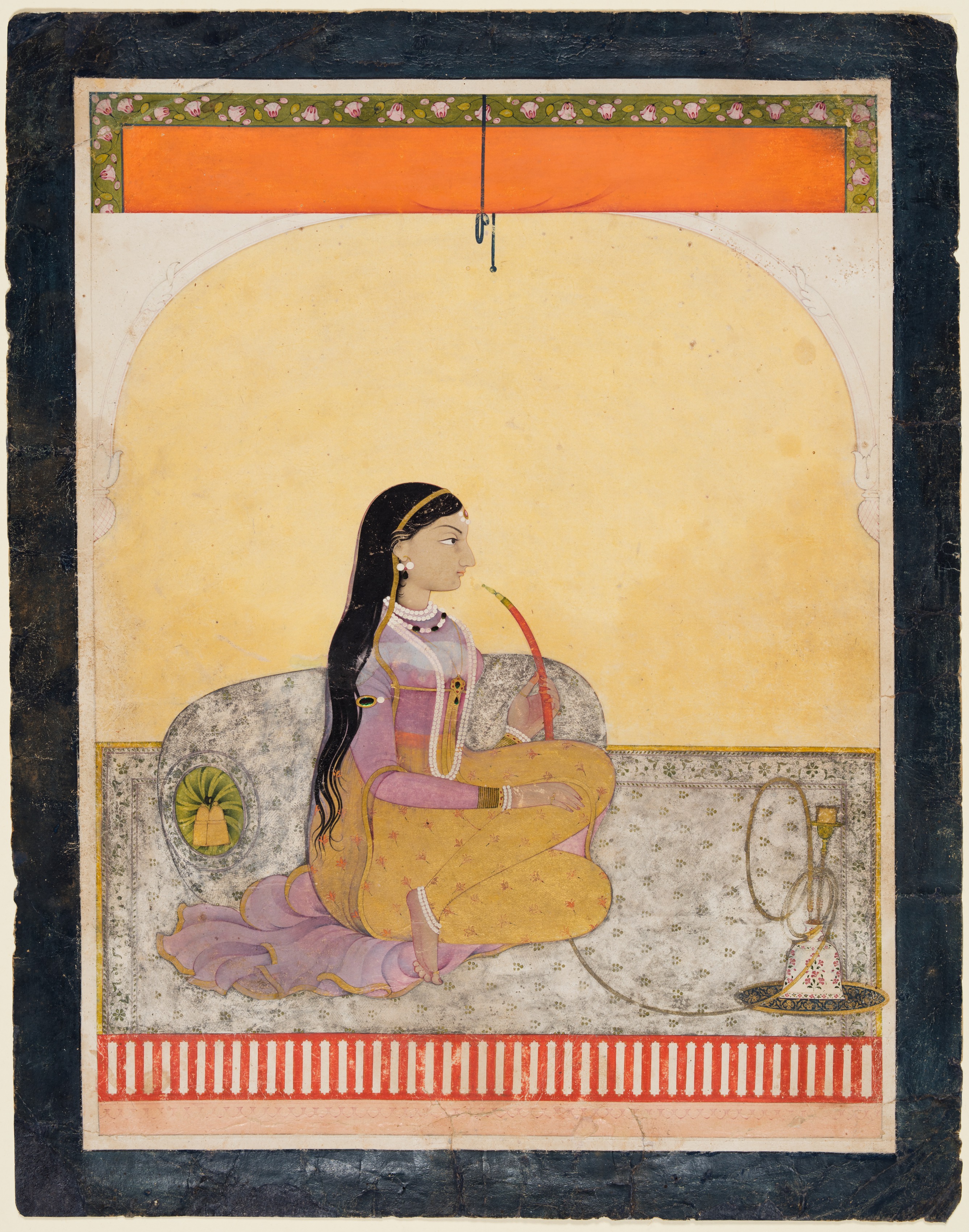 File:Northern India, Himachal Pradesh, Pahari Kingdom of Guler - Seated Lady Smoking a Hookah - 2018.106 - Cleveland Museum of Art.jpg - Wikimedia Commons