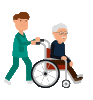 Nurse Pushing a Patient on a Wheelchair GIF Animation Loop.gif