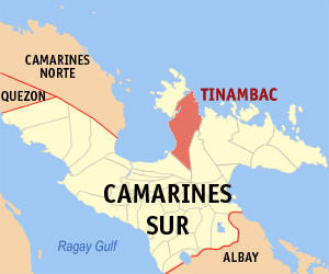 Mapa han Camarines Sur nga nagpapakita kon hain nahamutang an Tinambac