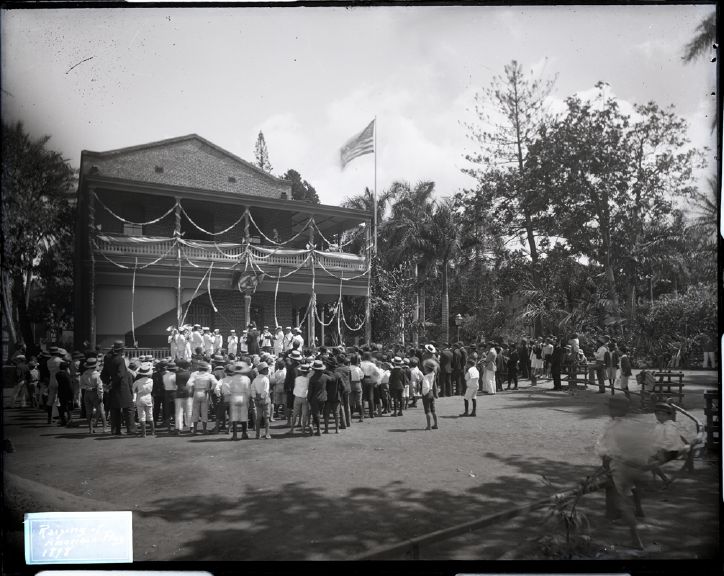 File:Raising of the American Flag, Saint Louis College, (1), photograph by Brother Bertram.jpg