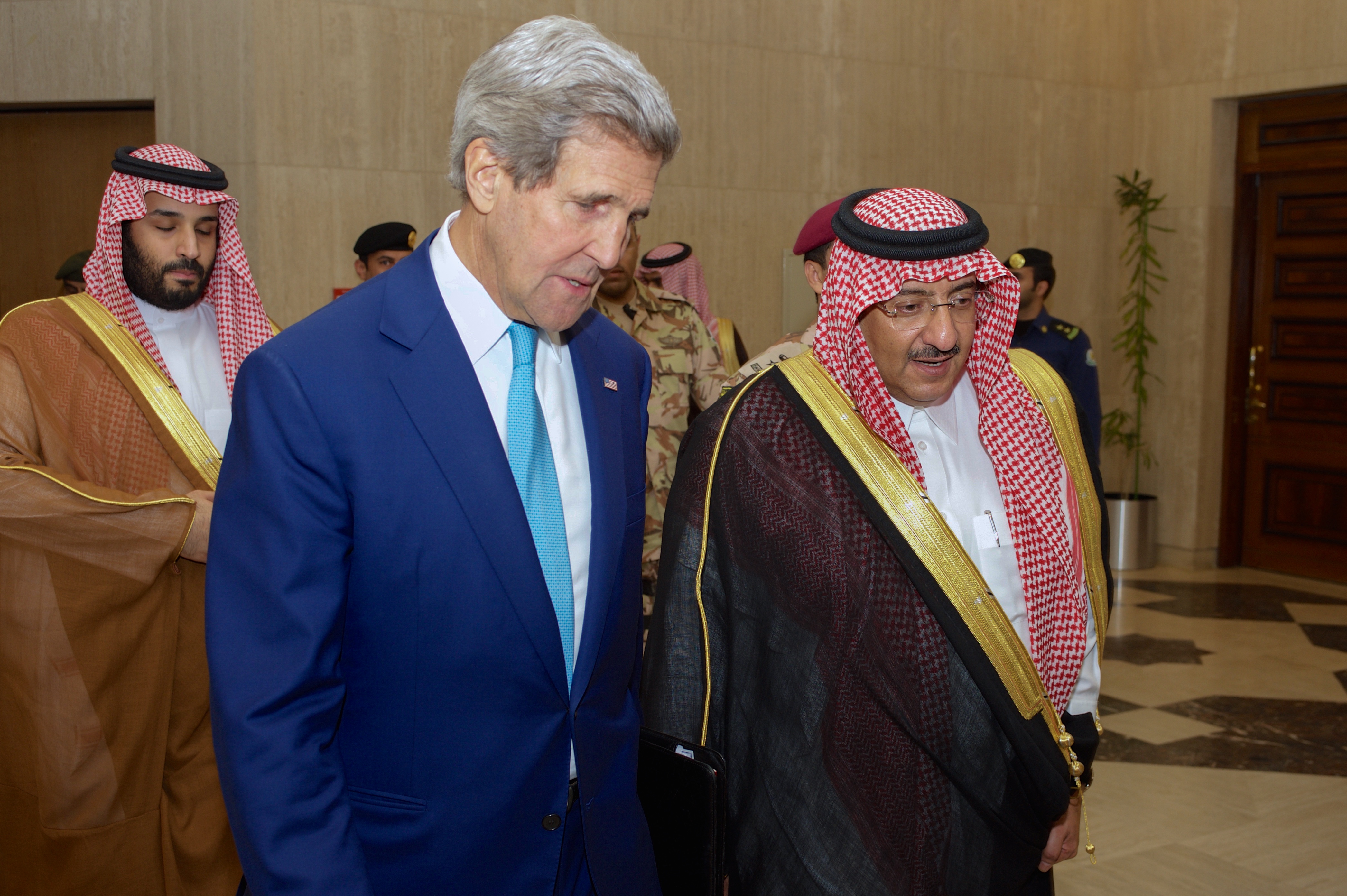 File Secretary Kerry Walks With Crown Prince Mohammed Bin